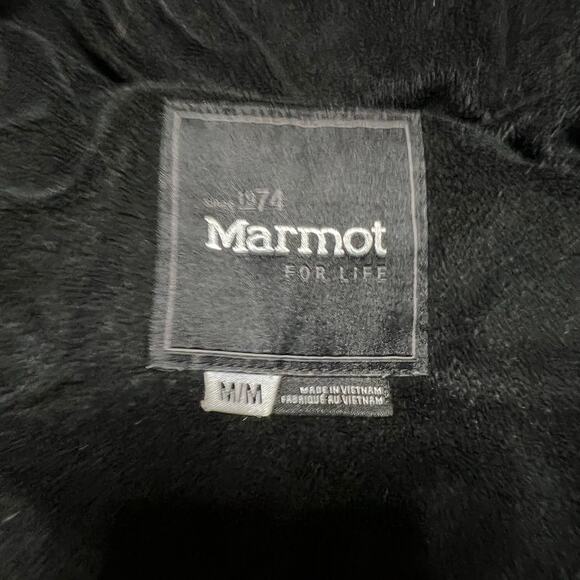 Marmot Coat Womens Medium 700 Down Fill Long Puffer Jacket Black Hooded ** - Picture 9 of 11